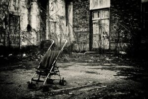 stroller, life, abandonment, mother, sadness, poverty, child, sad, loss, son, horror, faith, decay, urban, urban explorer, asti
